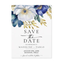 Save the date floral wedding postcard announcement