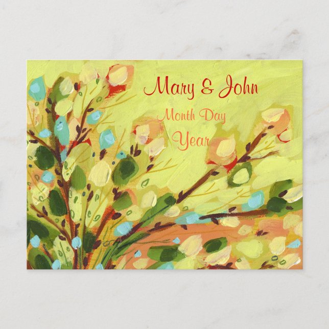 Save the Date Floral Yellow Willow Postcard (Front)