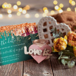 Save The Date Florals Rose Gold Drips Teal Copper<br><div class="desc">Elegant simply save the date decorated with rose gold texture and a delicate script that completes the look of this design,  
You can change the colour of the background on the back
Any other customisation please sent me a message! Have a shiny always happy time! :) 
FlorenceK design</div>