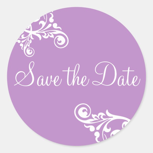 Save the Date Flourish Envelope Sticker Seal (Front)