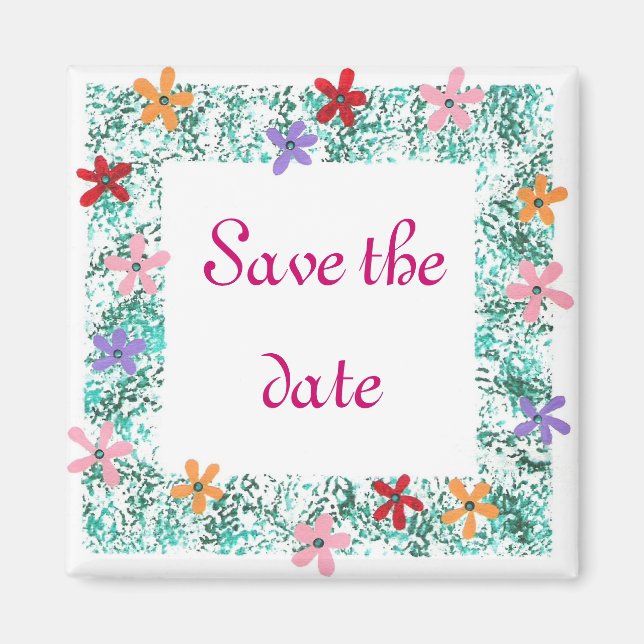 Save the date, flower border magnets (Front)