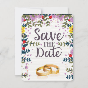 Save the Date Flowers and Wedding rings