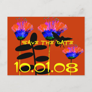 Save The Date Folksy Folk Art Wildflower Announcement Postcard