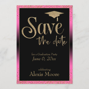 Save the Date for a Graduation Party Gold & Pink Invitation