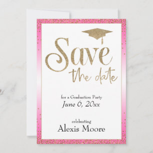 Save the Date for a Graduation Party, Hot Pink Invitation