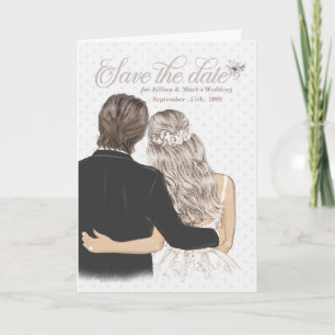 Save the Date for a Wedding Taupe Bride and Groom Card