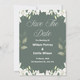 Save the Date for an Olive Green Wedding Invitation
