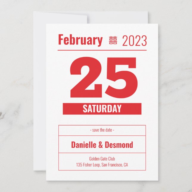 Save the date for Chinese American weddings Invitation (Front)