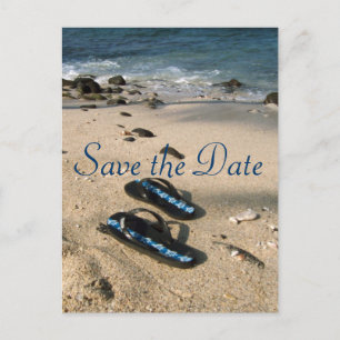 Save the Date for Our Wedding Flip Flop Sandals Announcement Postcard
