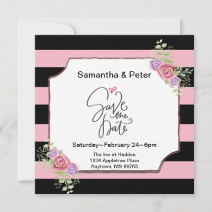 Save the Date for our Wedding Stripes with Floral