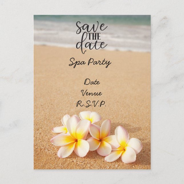 Save the date for Spa Meditation Yoga Plumeria Postcard (Front)