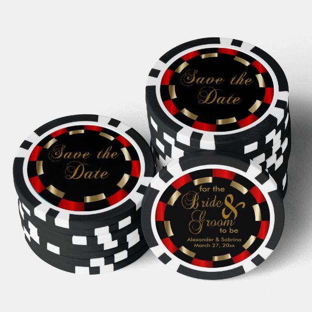 Save the Date for the Bride and Groom - Red Poker Chips (Stack)