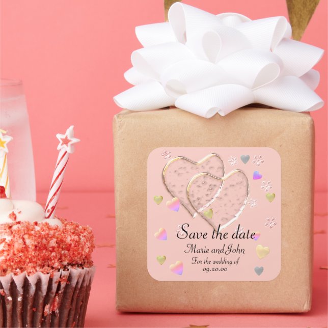 SAVE THE DATE, FOR THE WEDDING  SQUARE STICKER (Party)