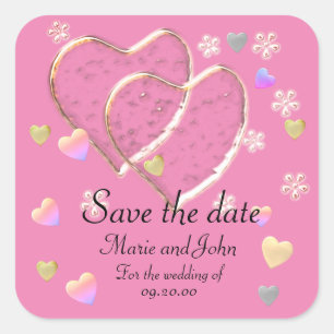 SAVE THE DATE, FOR THE WEDDING SQUARE STICKER