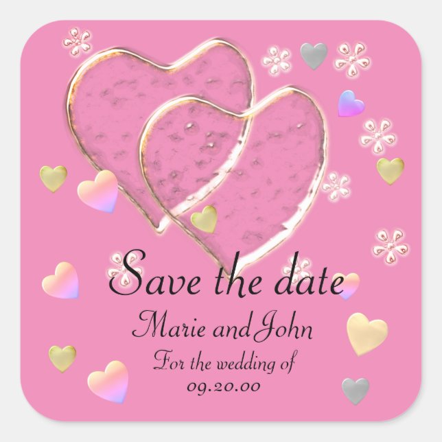 SAVE THE DATE, FOR THE WEDDING  SQUARE STICKER (Front)