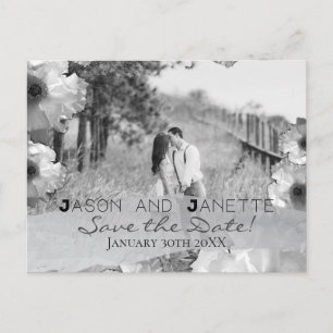 "Save the Date" for Wedding + Blk/Wht Photo Postcard