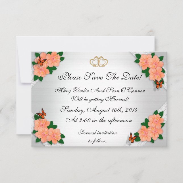 Save the date for Wedding, Hibiscus Invitation (Front)