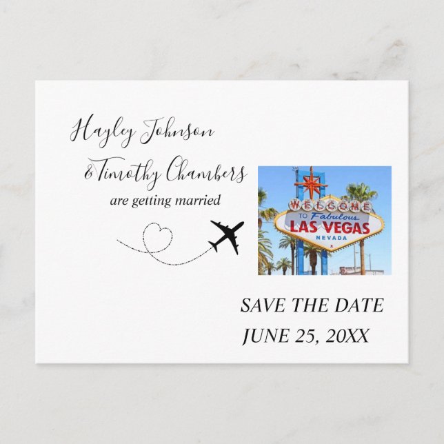 Save the Date for wedding in Las Vegas, Nevada Holiday Postcard (Front)