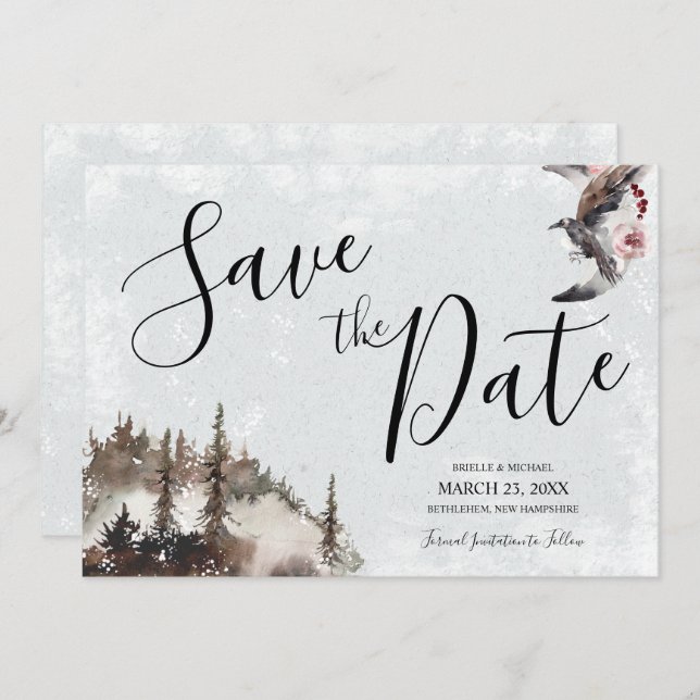 Save the Date for Wedding with Raven and Moon Invitation (Front/Back)