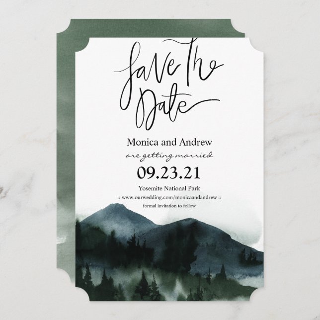 Save the Date Forest Mountain Invitation (Front/Back)