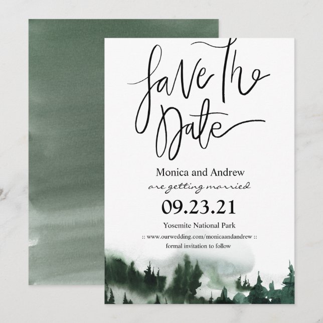 Save the Date Forest Mountain Invitation (Front/Back)