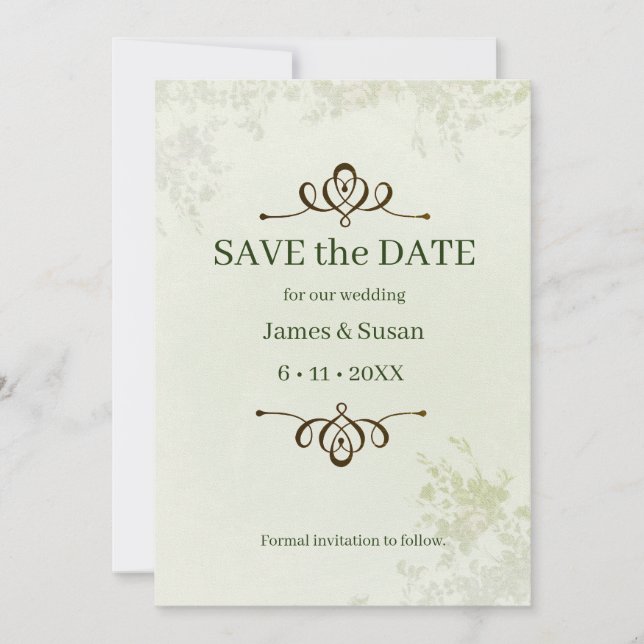 Save The Date Formal Flat Save The Date Card (Front)
