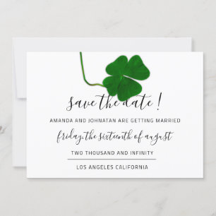 Save The Date Four-leaved Clover Black White Green