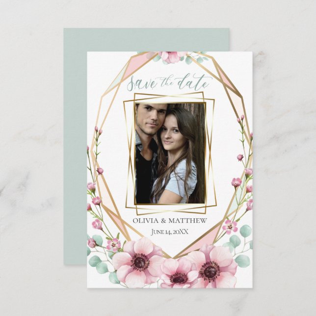 SAVE THE DATE | Fresh Spring Flowers and Foliage Invitation (Front/Back)