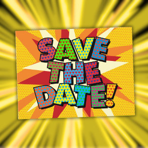 SAVE THE DATE Fun Modern Comic Book Announcement Postcard