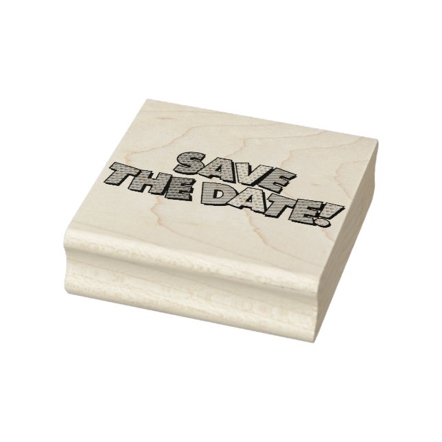 SAVE THE DATE Fun Retro Comic Book Pop Art Rubber Stamp (Stamp)