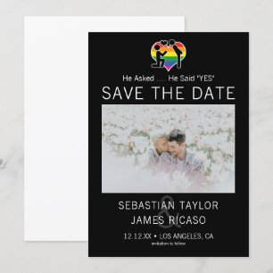 Save The Date Gay He Said Yes Personalised Photo Announcement