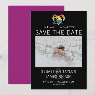 Save The Date Gay He Said Yes Personalised Photo Announcement