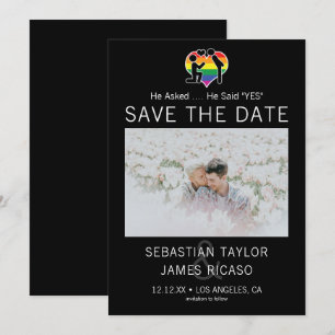 Save The Date Gay He Said Yes Personalised Photo Announcement