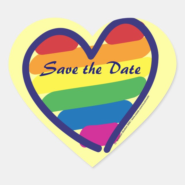 Save the Date/Gay Lesbian Wedding Heart Sticker (Front)