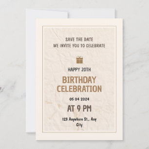 Save The Date Gift Crumpled 20th Birthday Party Invitation