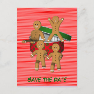 Save The Date Gingerbread Men Holiday Postcard