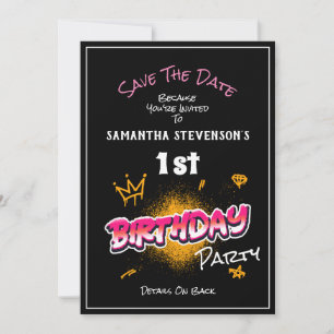 Save The Date Girl's Birthday Party Invitation