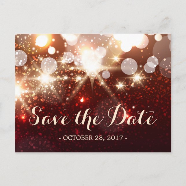 Save the Date - Glamour Gold Glitter Sparkles Announcement Postcard (Front)