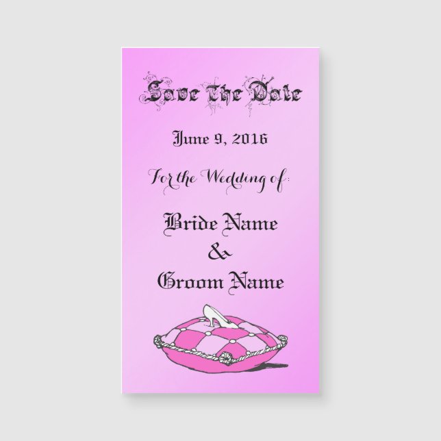 Save the Date Glass Slipper Custom Magnetic Card (Front)