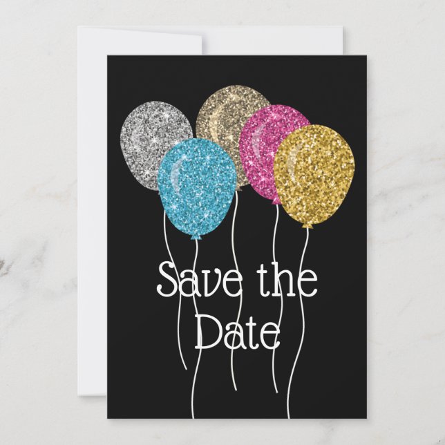 Save The Date Glitter Birthday Party (Front)