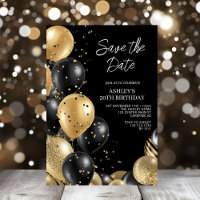 Save the Date Gold Black 50th Birthday