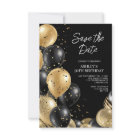 Save the Date Gold Black 50th Birthday