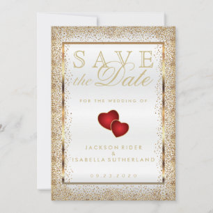 Save the Date Gold Confetti and White