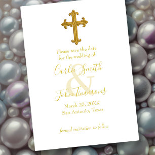 Save the Date Gold Cross Any Color