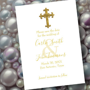 Save the Date Gold Cross Any Color