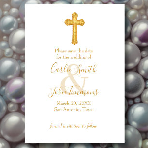 Save the Date Gold Cross Any Color
