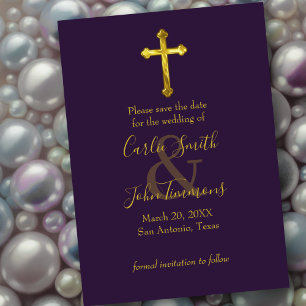 Save the Date Gold Cross Any Colour