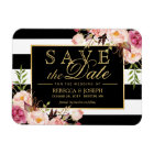 Save the Date - Gold Floral Decor B&W Stripes