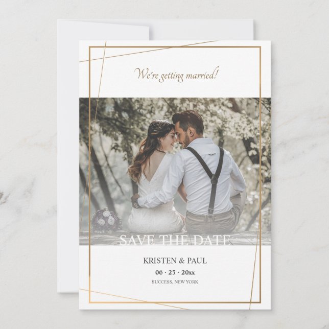 Save the Date Gold Frame Photo Announceent (Front)