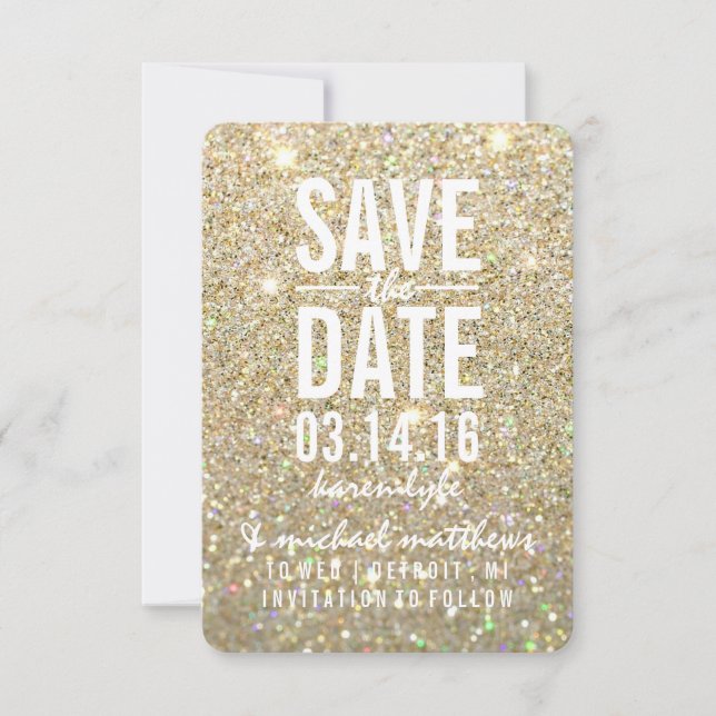 Save the Date | Gold Glitter Fab (Front)
